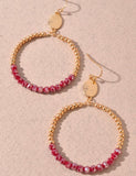 Glass and Metal Bead Circle Earrings 2 Colors