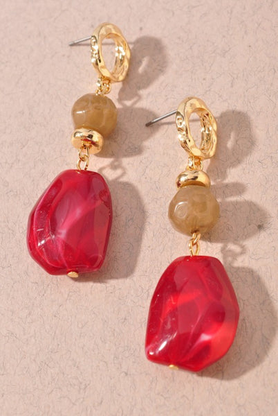 Circle Metal Beaded Link Earrings