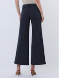 High Rise Patch Pocket Crop Striped Wide Jeans
