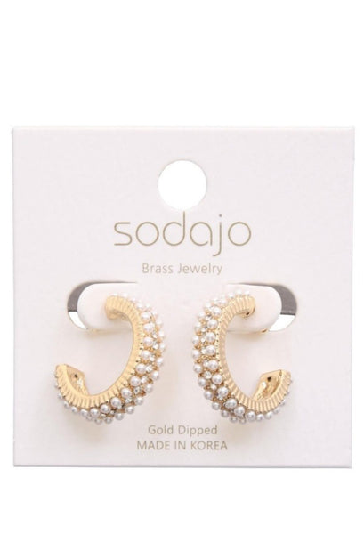 Gold Dipped Pearl Hoop Earrings