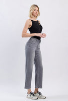 High Rise Ankle Wide Leg Jeans Gray Wash