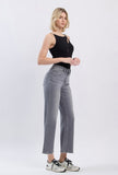 High Rise Ankle Wide Leg Jeans Gray Wash