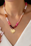 Multi Beaded Heart Charm Necklace
