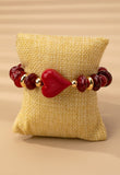 Handmade Chunky Beaded Heart Charm Bracelet
