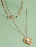 Heart Pendant Toggle Double Layer Necklace