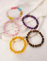 Genuine Stone Beaded Bracelets- Rose Quartz or Multicolored