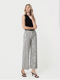High Rise Patch Pocket Muted Leopard Print Baggy Wide Jeans