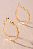 Gold Dipped Crystal Trim Hoop Earrings