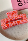 Valentine's Gift Rectangle Heart Hair Claw Clips