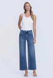 High Rise Medium Wash Ankle Wide Jeans