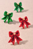 Christmas Ribbon Bow Earrings