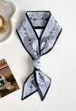Floral Long Ribbon Twilly Scarf Blue or Green