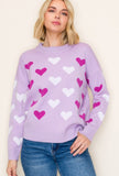 Lavender Hearts Sweater