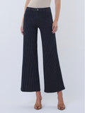 High Rise Patch Pocket Crop Striped Wide Jeans