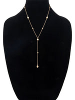 Dainty Lariat Necklace with Worn Gold Accents