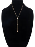 Dainty Lariat Necklace with Worn Gold Accents