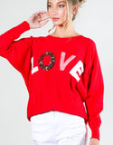 LOVE Letter Fuzzy and Sequin Sweater