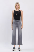 High Rise Ankle Wide Leg Jeans Gray Wash