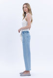 High Rise Elastic Waistband Slim Wide Jeans