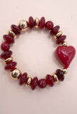 Handmade Chunky Beaded Heart Charm Bracelet