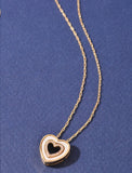 Mother of Pearl Enamel Heart Necklace