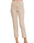 Sand Beige Mineral Washed Straight Leg Denim