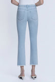 High Rise Raw Hem Crop Slim Straight Jeans
