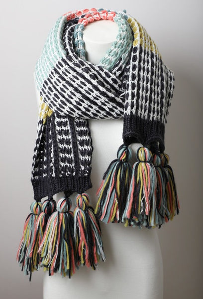 Colorblock Contrast Knit Oversized Scarf