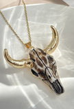 Western Resin Bull Head Pendant Necklace- 2 Colors