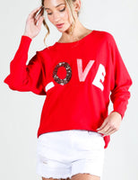 LOVE Letter Fuzzy and Sequin Sweater