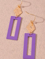 Rectangle Colored Metal Earrings 5 Colors