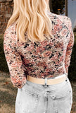 Black Floral Print Mesh Long Sleeve Top