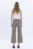 Leopard Ankle Wide Leg Raw Hem Jeans