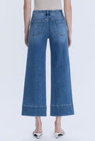 High Rise Trouser Hem Pin Tuck Ankle Wide Jeans