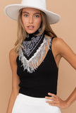 Bandanna Scarf With Sequin Fringe