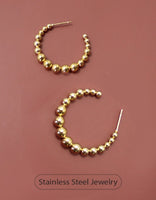 18K Stainless Steel Ball Bead Gold Hoops