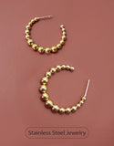 18K Stainless Steel Ball Bead Gold Hoops