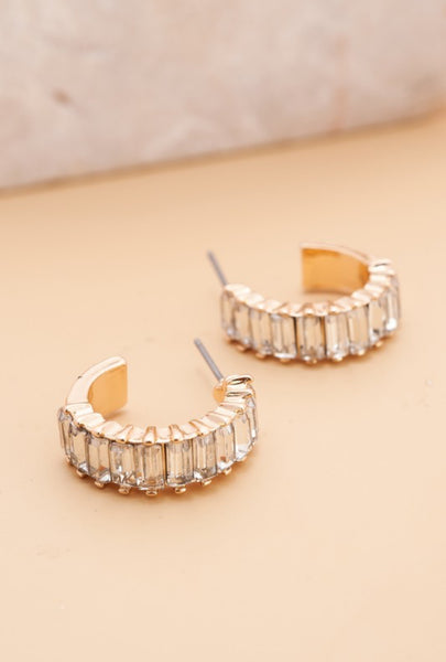Baguette Stone Hoop Earrings