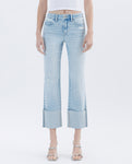 High Rise Cuffed Straight Jeans
