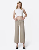 High Rise Taupe Crop Wide Leg Jeans