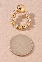 Mixed Metal Beaded Open Circle Earrings