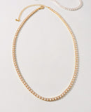 18k Brass Rhinestone Tennis Necklace