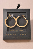 Gold Dipped Crystal Trim Hoop Earrings