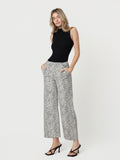 High Rise Patch Pocket Muted Leopard Print Baggy Wide Jeans