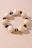 Marble Resin Metal Bead Elastic Bracelet