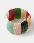 Wide Resin Block Stretch Bracelet Multi