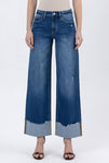 High Rise Cuffed Baggy Wide Leg Jeans