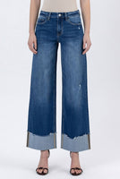 High Rise Cuffed Baggy Wide Leg Jeans