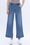 Elastic Waist Wide Leg Utility Jeans