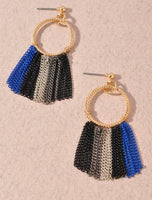 Circle Cutout Chain Fringe Earrings 2 Colors